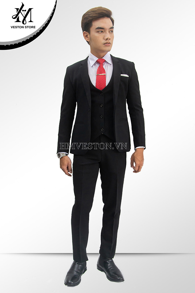 Combo bộ vest nam màu đen và áo gile giá 1050000 (8)