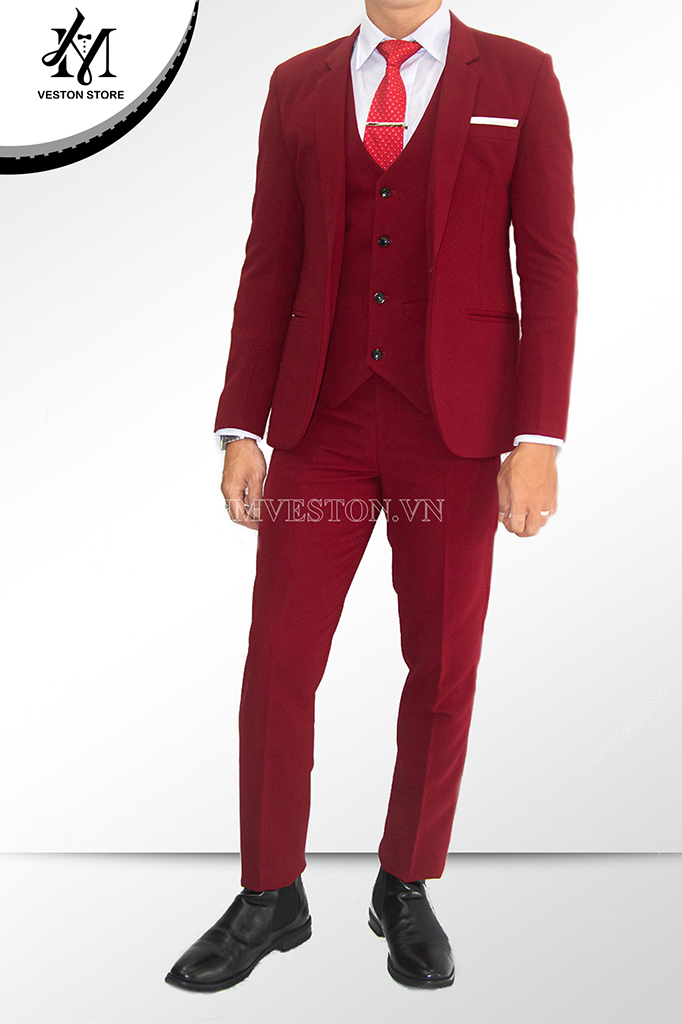 Combo bộ vest nam màu đỏ đô giá 1050000 (3)