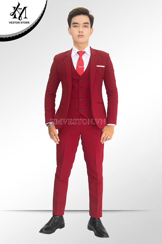Combo bộ vest nam màu đỏ đô giá 1050000 (6)